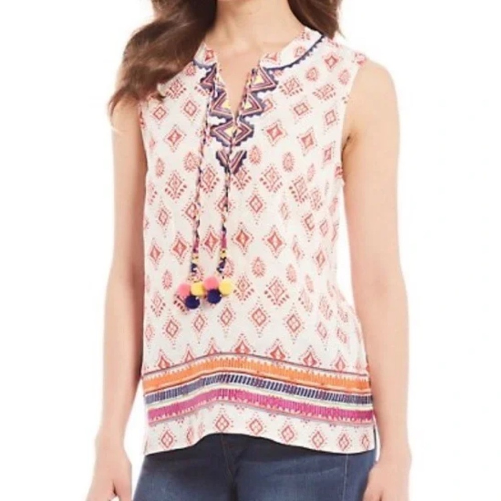 Artisan NY Linen Embroidered Boho Tank-small